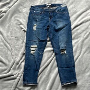 Dex Distressed Ankle Jeans in Blue